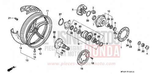 ROUE ARRIERE (VFR750FR/FS/FT/FV) VFR750FS de 1995